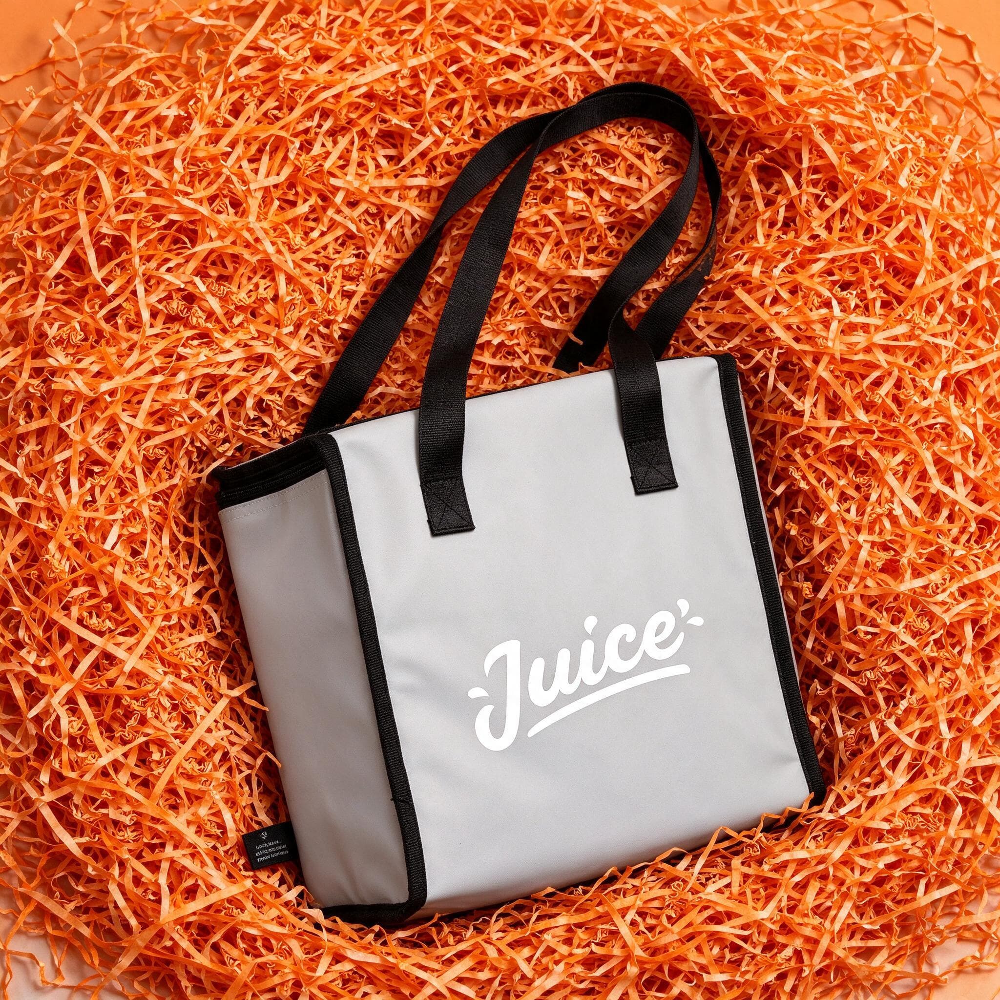 The same tote bag beside a gift box, made with StudioShot Pro