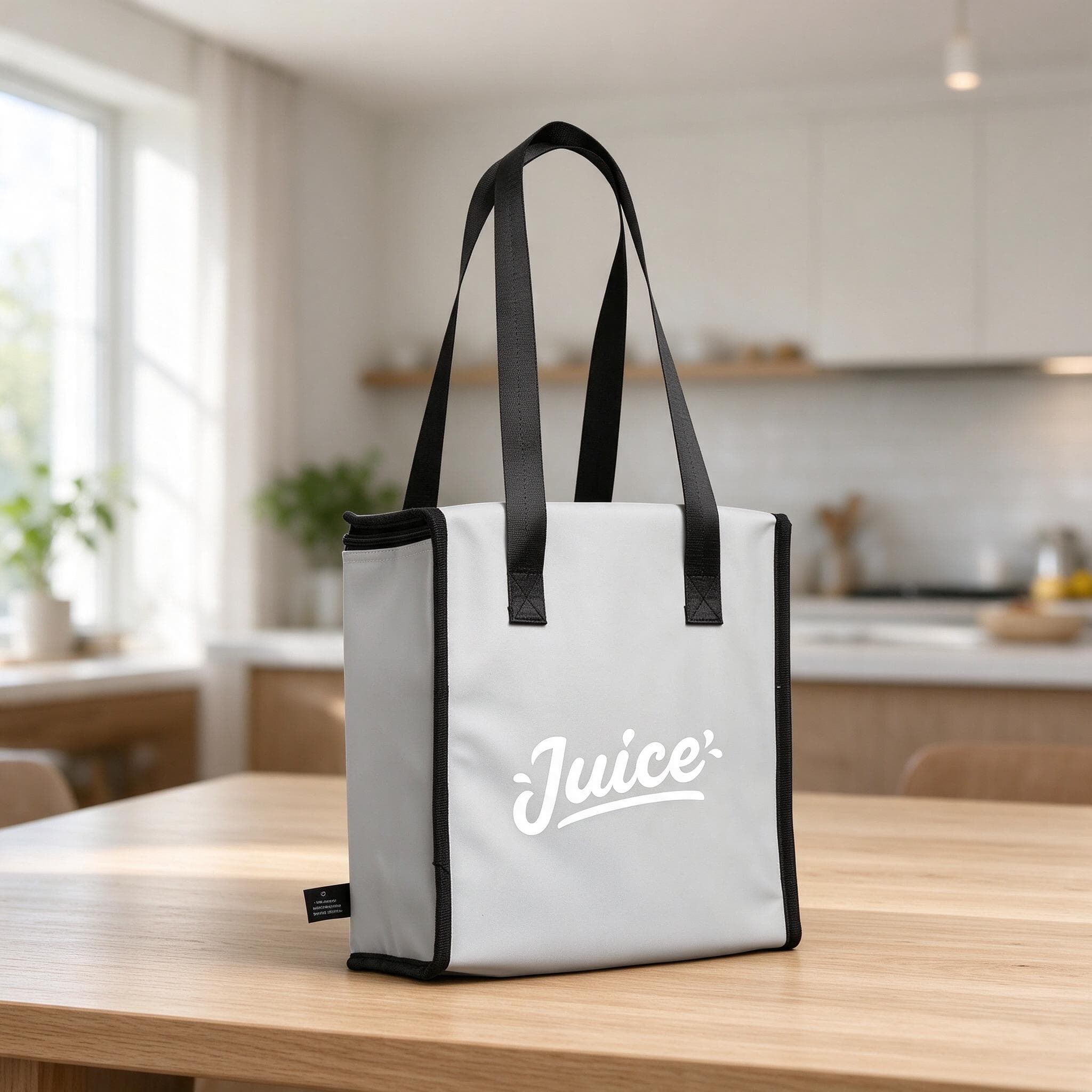 The same tote bag in a room setting, ready for an Etsy listing